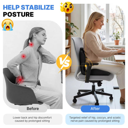 Memory Foam Seat Cushion with Back Support, Ergonomic Office and Car Chair Cushion
