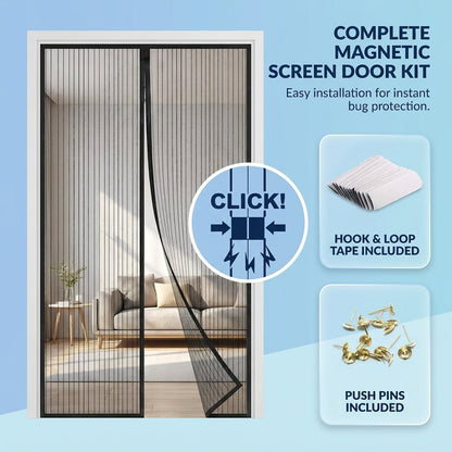 Magnetic Screen Door for Patio and Entry Doors, Self Closing Fiberglass Mesh Mosquito Curtain