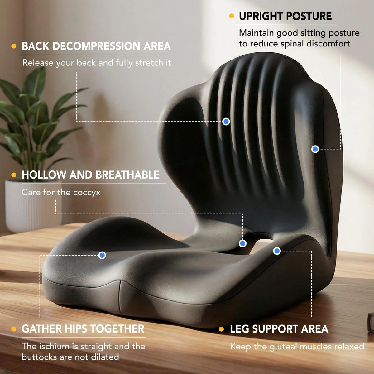 Memory Foam Seat Cushion with Back Support, Ergonomic Office and Car Chair Cushion
