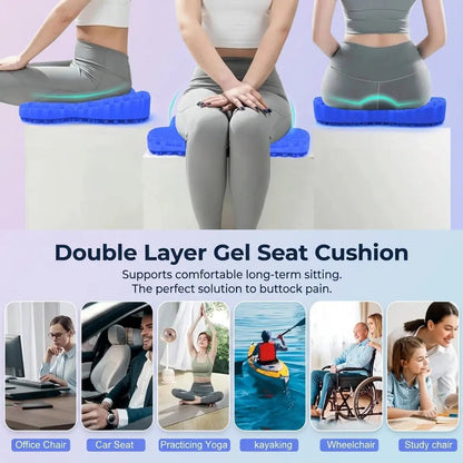Honeycomb Gel Seat Cushion, Cooling Silicone Chair Pad with Washable Cover, 16 x 13 in