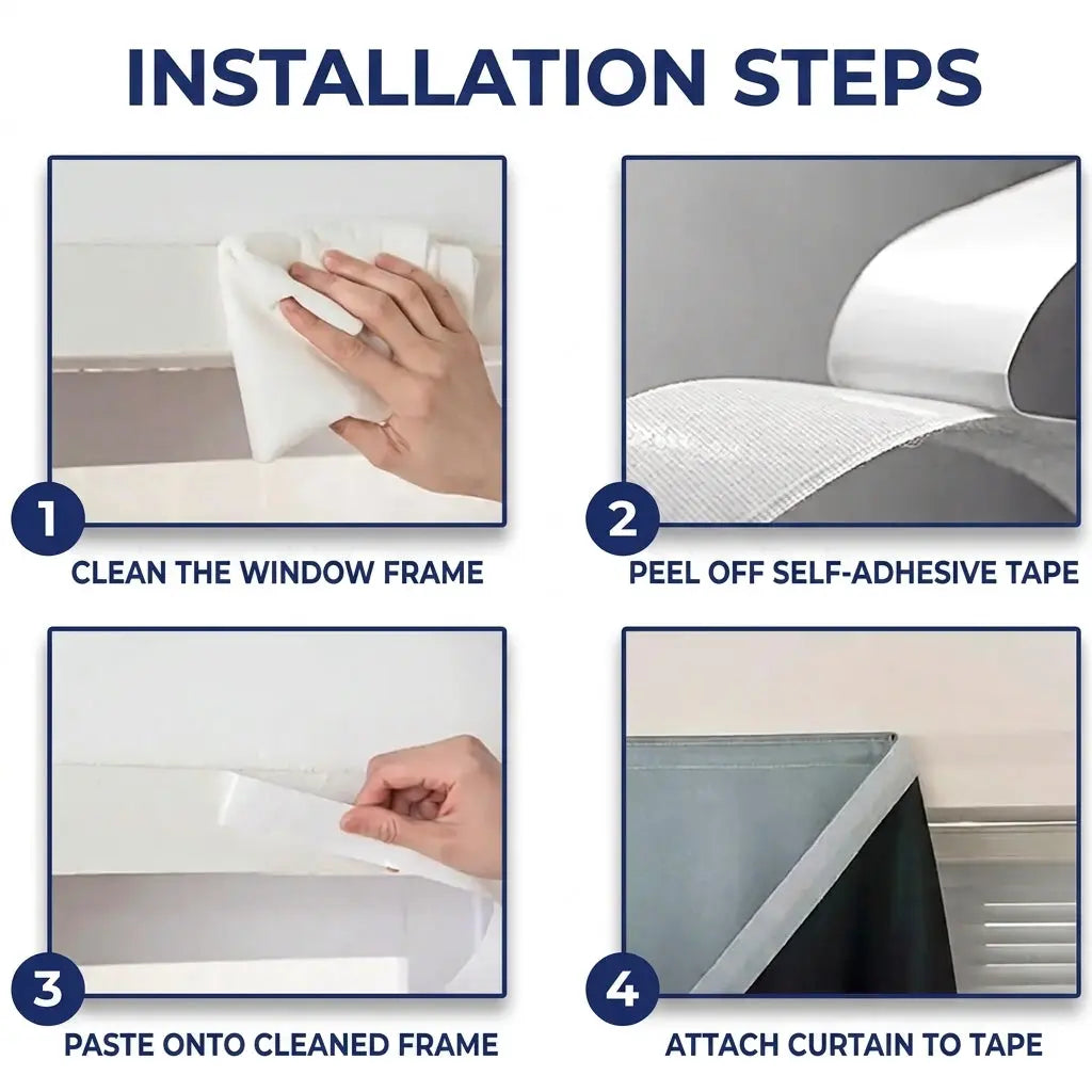Portable Blackout Curtains, Self Adhesive Window Blackout Cover, No Drill, Cut to Size