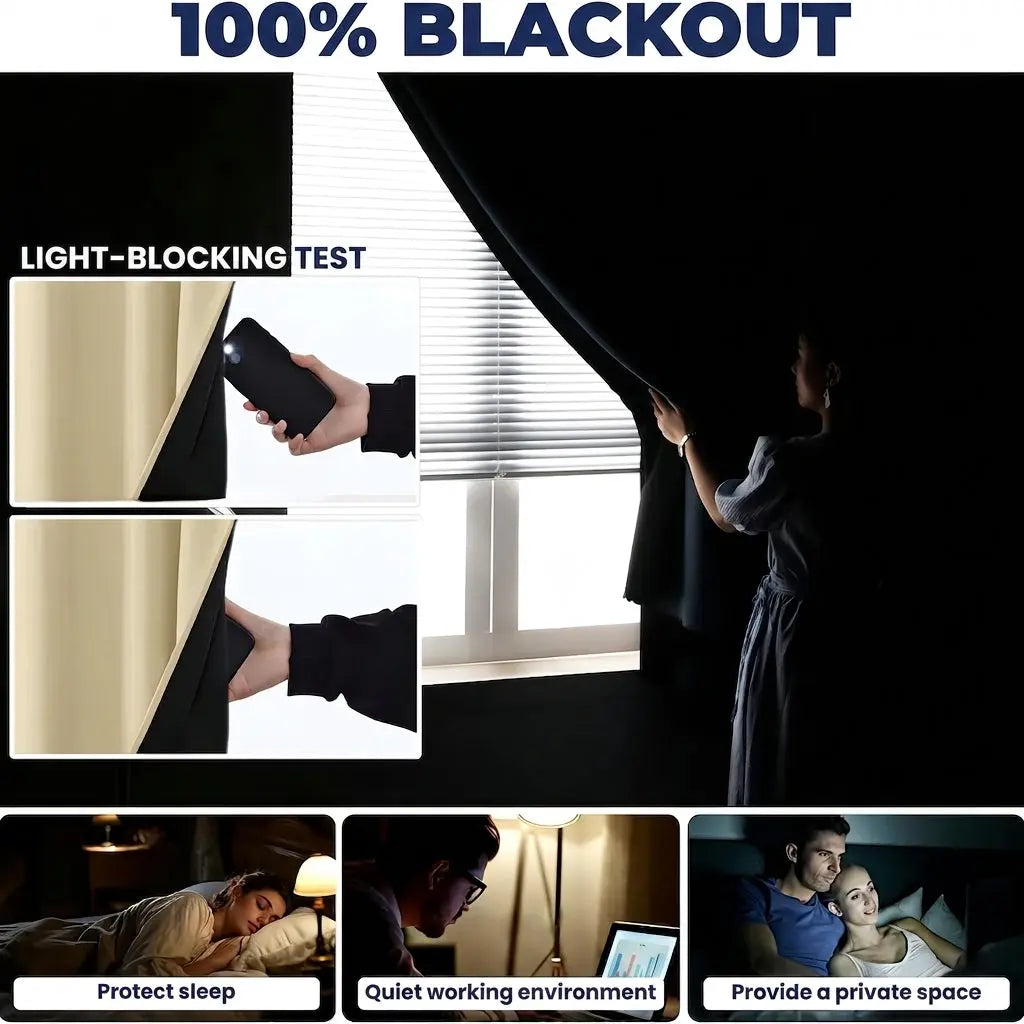 Portable Blackout Curtains, Self Adhesive Window Blackout Cover, No Drill, Cut to Size
