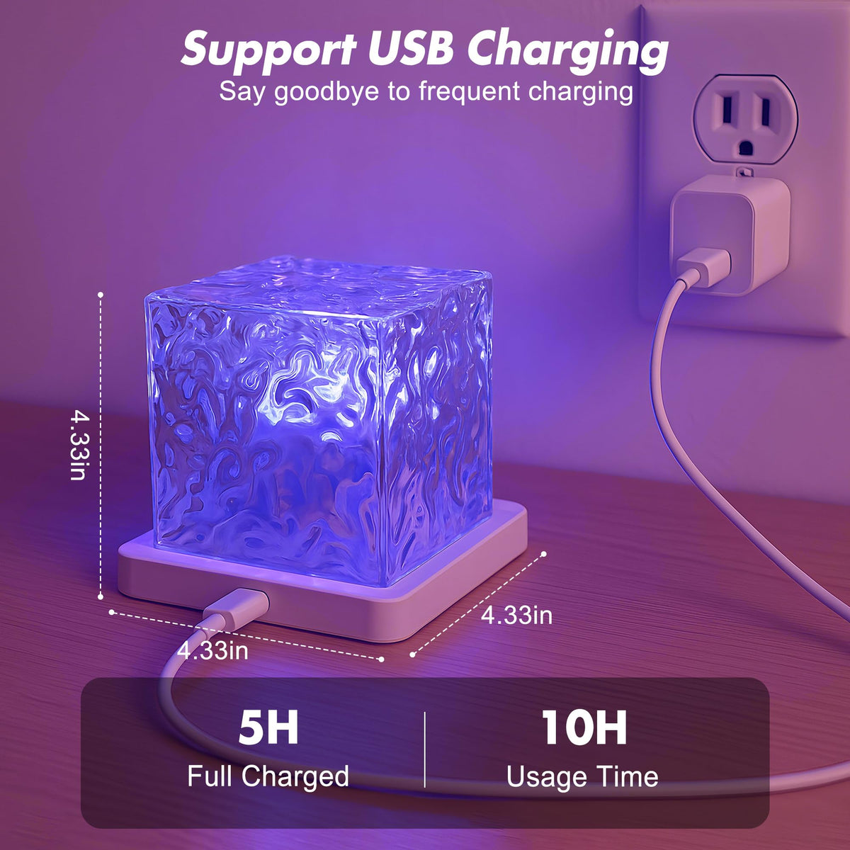Ocean Wave Projector Light, 16 Color LED Cube Night Lamp with Remote for Bedroom Ambient Lighting