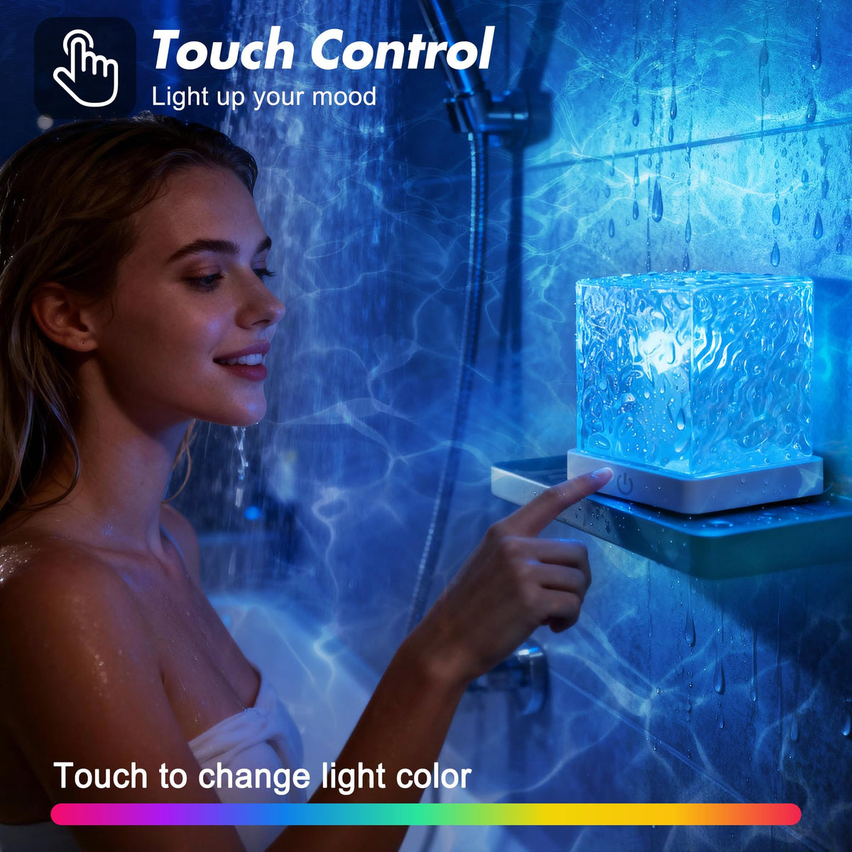 Ocean Wave Projector Light, 16 Color LED Cube Night Lamp with Remote for Bedroom Ambient Lighting