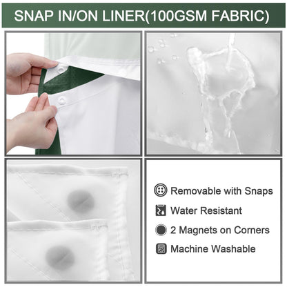 No Hook Waffle Weave Shower Curtain with Snap In Liner, 71 x 74 in Polyester Bathroom Curtain