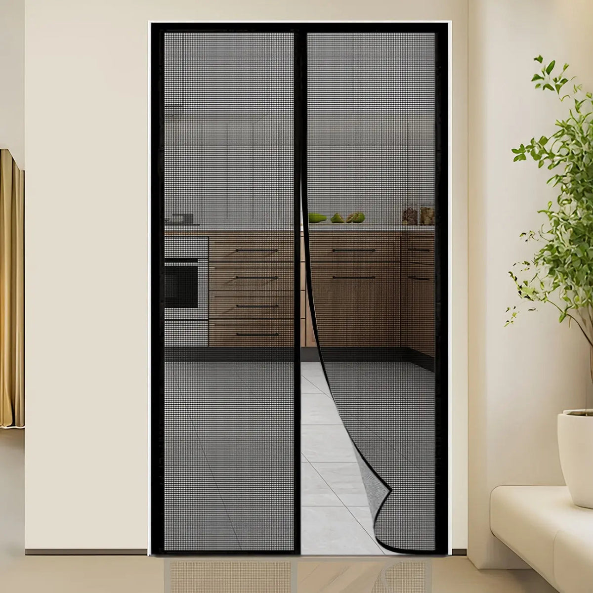 Magnetic Screen Door for Patio and Entry Doors, Self Closing Fiberglass Mesh Mosquito Curtain