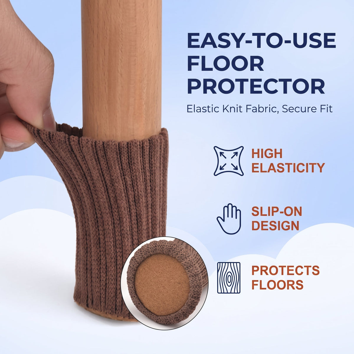 Chair Leg Socks 16 Pack, Knitted Furniture Floor Protectors for Hardwood Floors, Reduce Noise