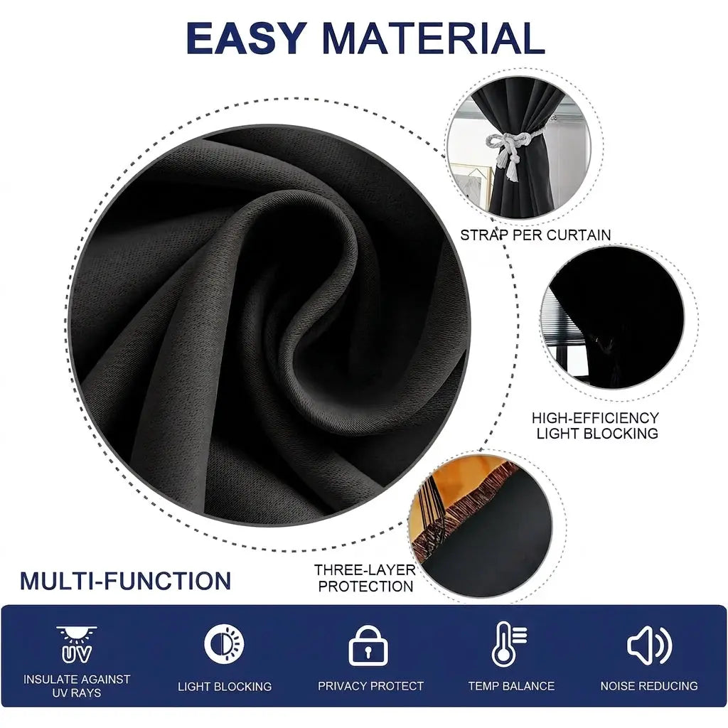 Portable Blackout Curtains, Self Adhesive Window Blackout Cover, No Drill, Cut to Size