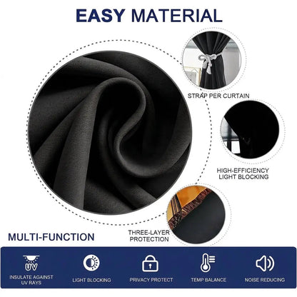 Portable Blackout Curtains, Self Adhesive Window Blackout Cover, No Drill, Cut to Size
