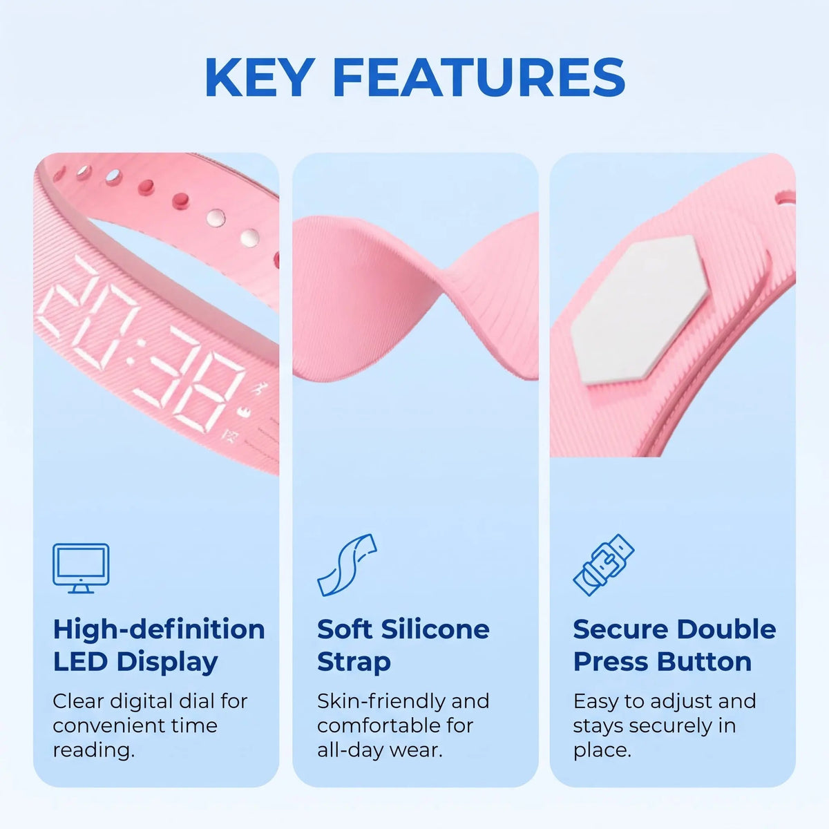 Vibrating Alarm Watch, Silent LED Digital Wrist Alarm with Pedometer and Silicone Strap