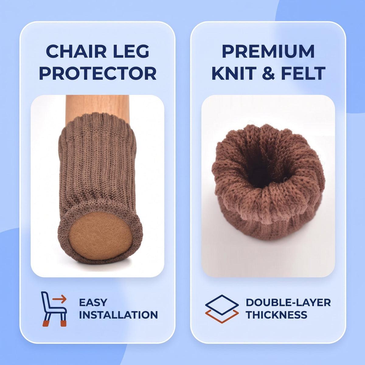 Chair Leg Socks 16 Pack, Knitted Furniture Floor Protectors for Hardwood Floors, Reduce Noise