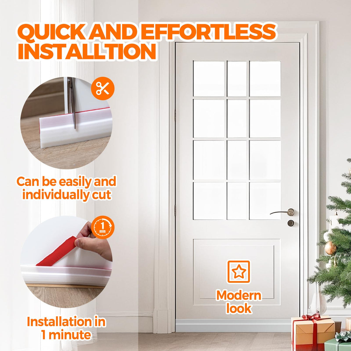 Door Draft Stopper Seal Strip, Self Adhesive Weather Stripping for Bottom of Door and Window Gaps