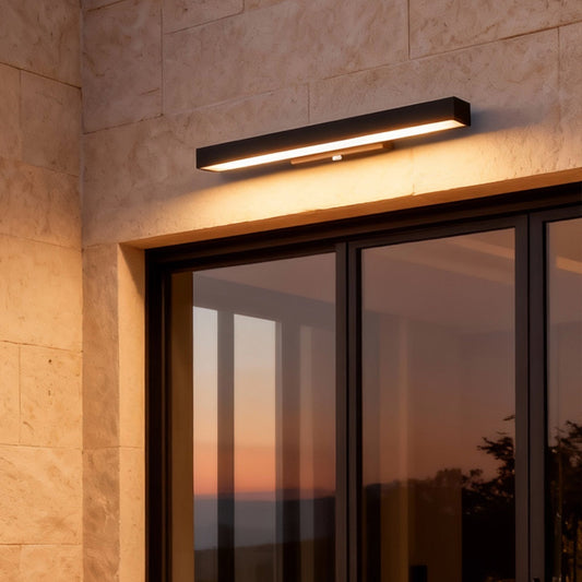 Outdoor LED Linear Wall Light, Black Stainless Steel, IP65, Optional Motion Sensor