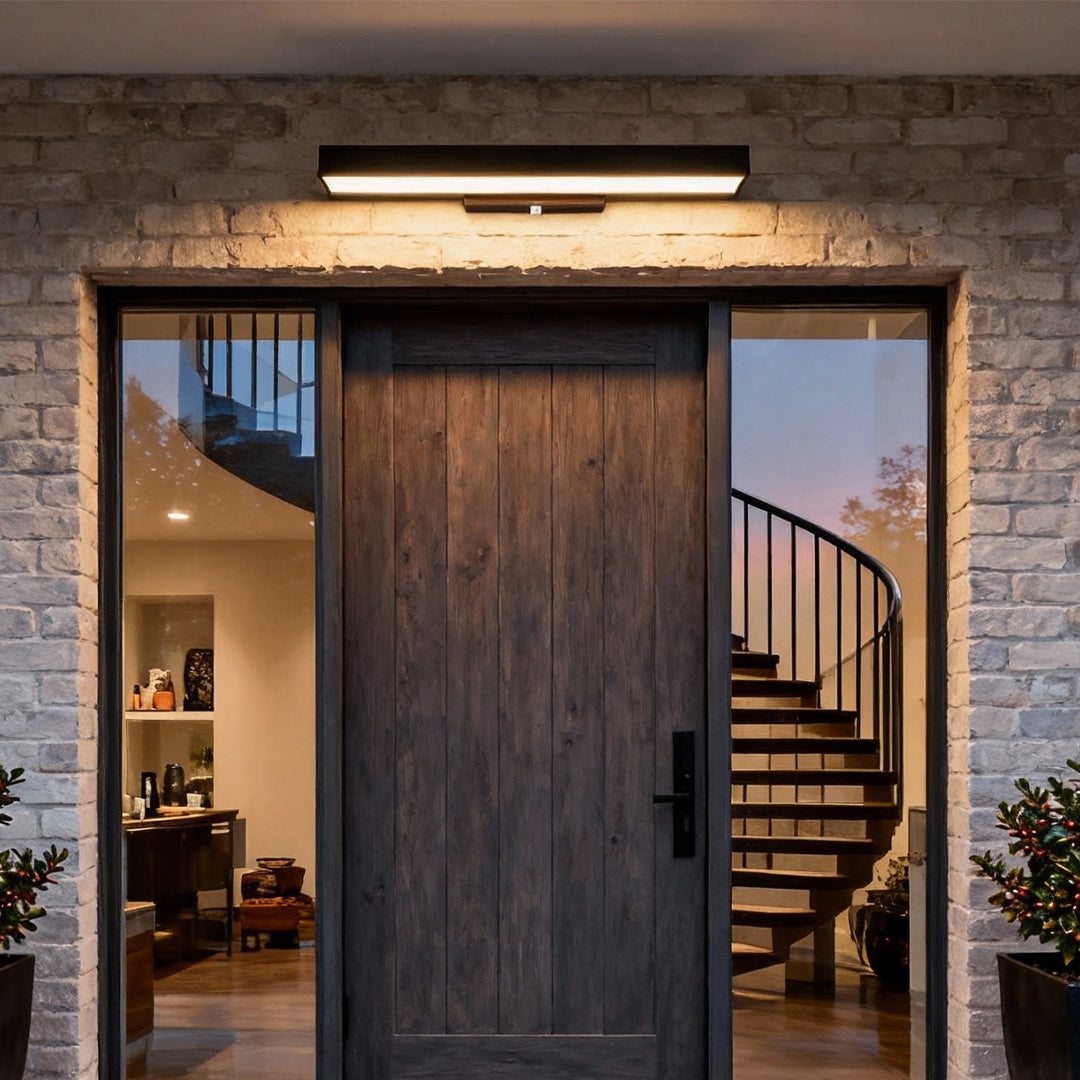 Outdoor LED Linear Wall Light, Black Stainless Steel, IP65, Optional Motion Sensor