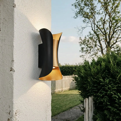 Up Down Outdoor Wall Light, Modern Curved LED Wall Sconce, 3000K Warm White, IP54