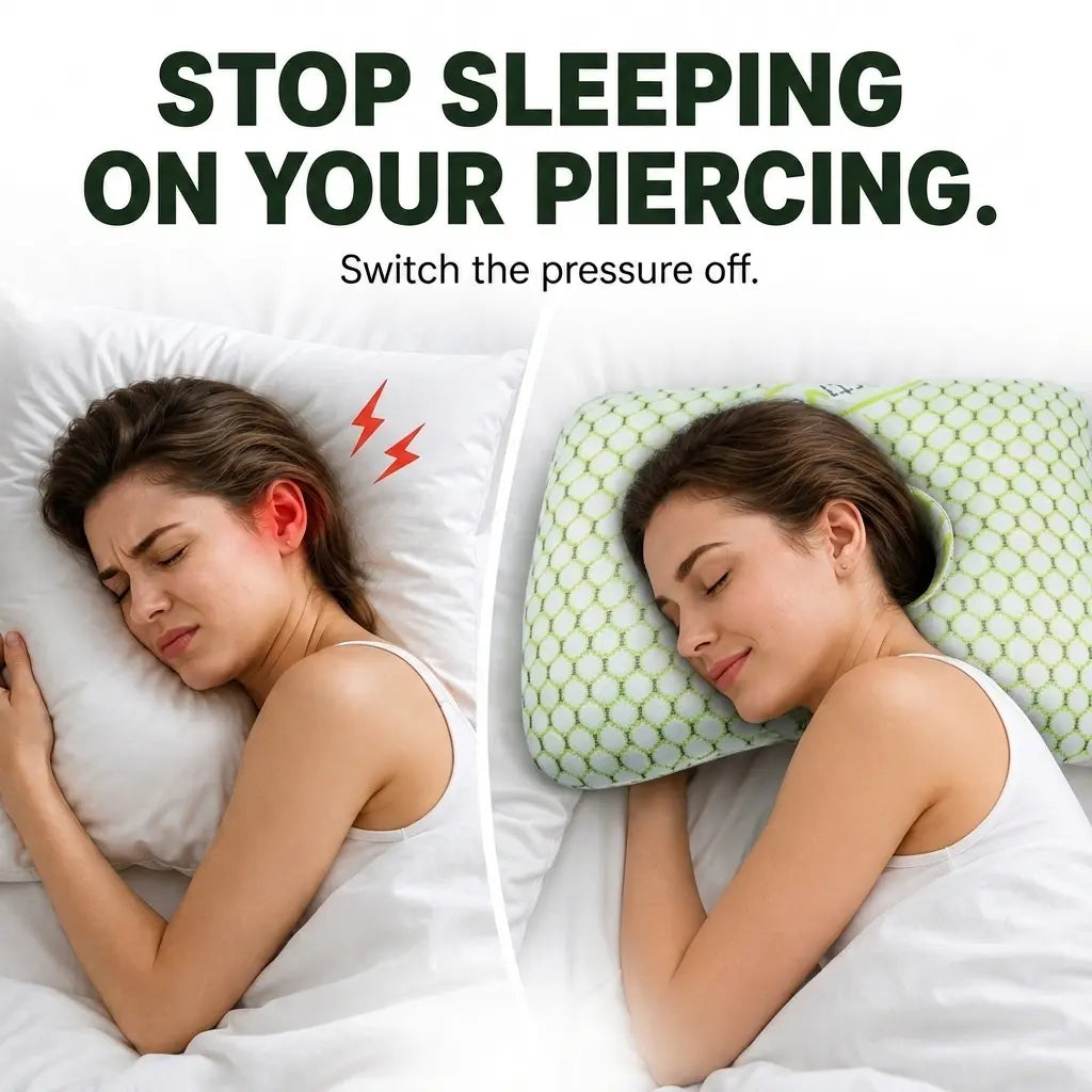 Ear Piercing Pillow with Ear Hole, Donut Pillow for Side Sleepers, Adjustable Cotton Fill