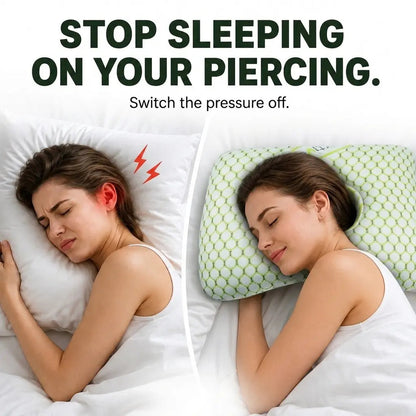 Ear Piercing Pillow with Ear Hole, Donut Pillow for Side Sleepers, Adjustable Cotton Fill