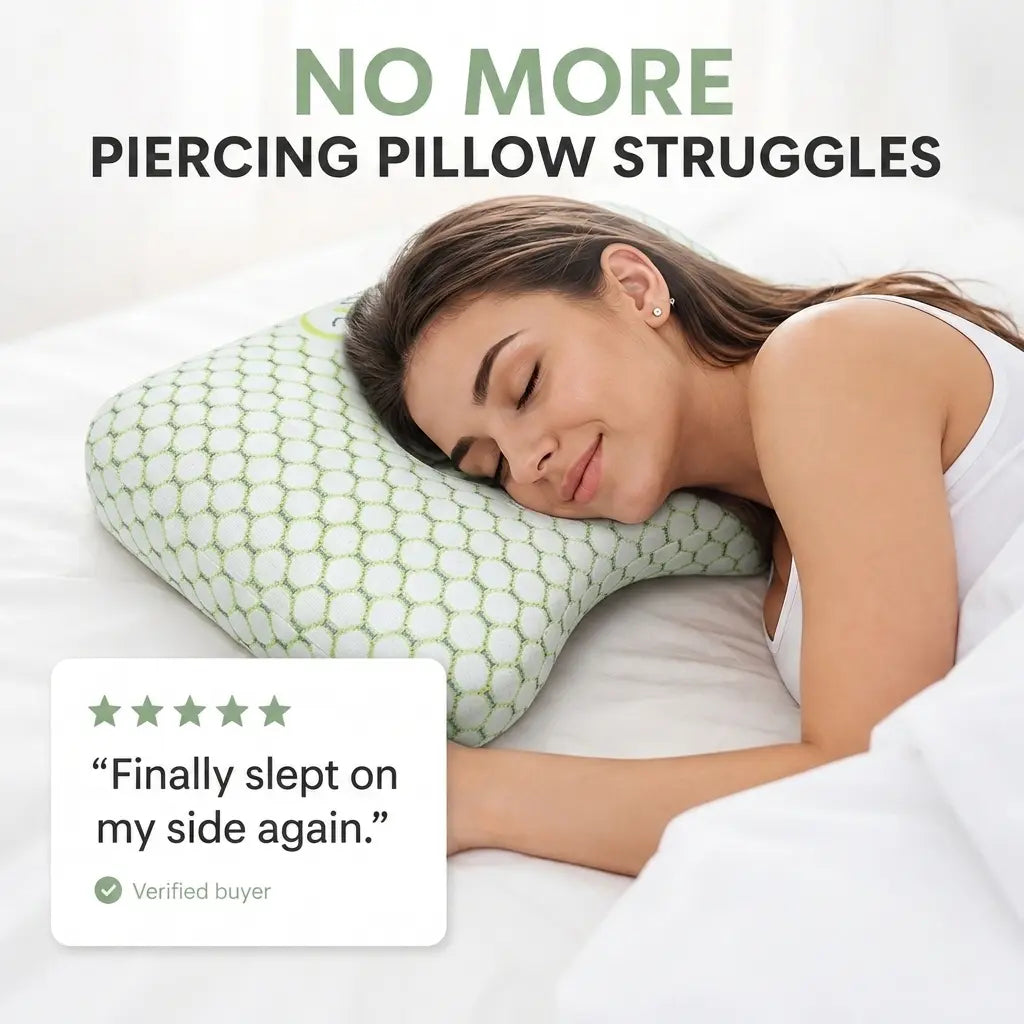 Ear Piercing Pillow with Ear Hole, Donut Pillow for Side Sleepers, Adjustable Cotton Fill