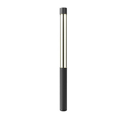 Modern Outdoor LED Bollard Light, Black Cylinder Pathway Light, 3000K Warm White, IP65