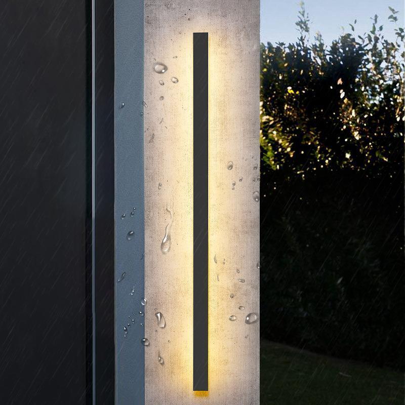 Outdoor LED Linear Wall Light, Black Long Strip Wall Sconce, IP65, Warm White or RGB