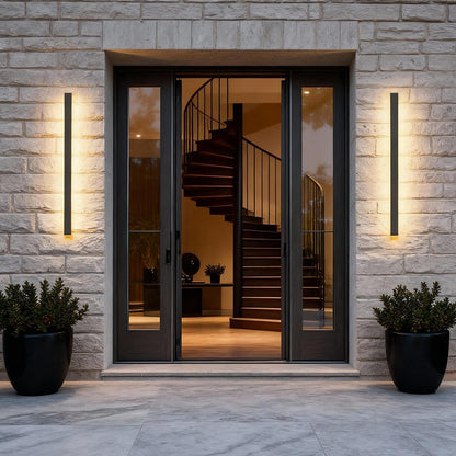 Outdoor LED Linear Wall Light, Black Long Strip Wall Sconce, IP65, Warm White or RGB
