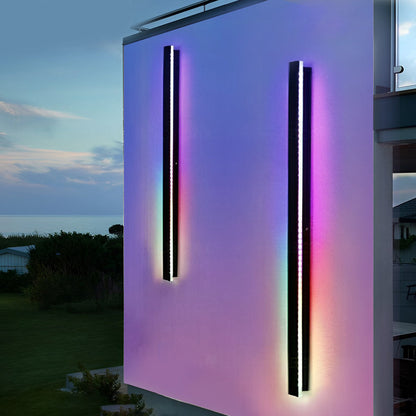 Outdoor LED Linear Wall Light, Black Long Strip Wall Sconce, IP65, Warm White or RGB
