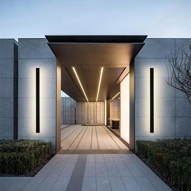 Outdoor LED Linear Wall Light, Black Long Strip Wall Sconce, IP65, Warm White or RGB