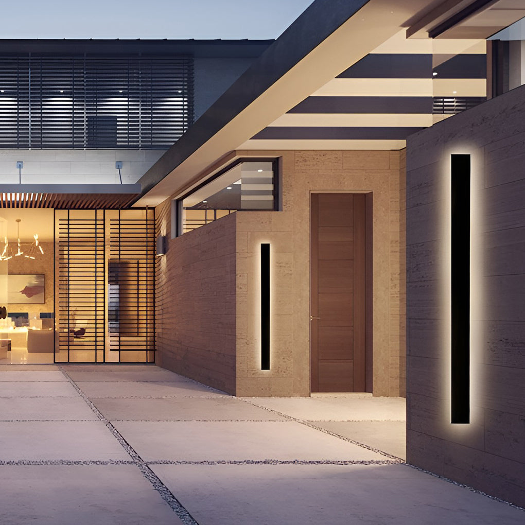 Outdoor LED Linear Wall Light, Black Long Strip Wall Sconce, IP65, Warm White or RGB