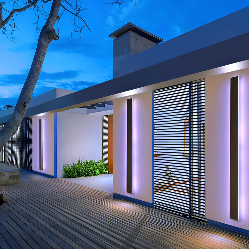 Outdoor LED Linear Wall Light, Black Long Strip Wall Sconce, IP65, Warm White or RGB