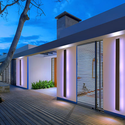 Outdoor LED Linear Wall Light, Black Long Strip Wall Sconce, IP65, Warm White or RGB