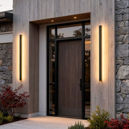 Outdoor LED Linear Wall Light, Black Long Strip Wall Sconce, IP65, Warm White or RGB