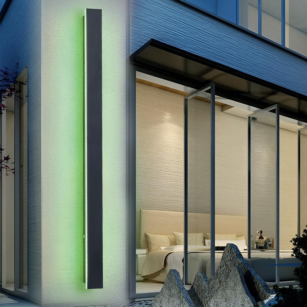 Outdoor LED Linear Wall Light, Black Long Strip Wall Sconce, IP65, Warm White or RGB