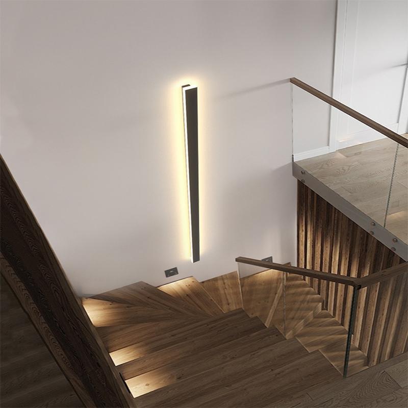 Outdoor LED Linear Wall Light, Black Long Strip Wall Sconce, IP65, Warm White or RGB