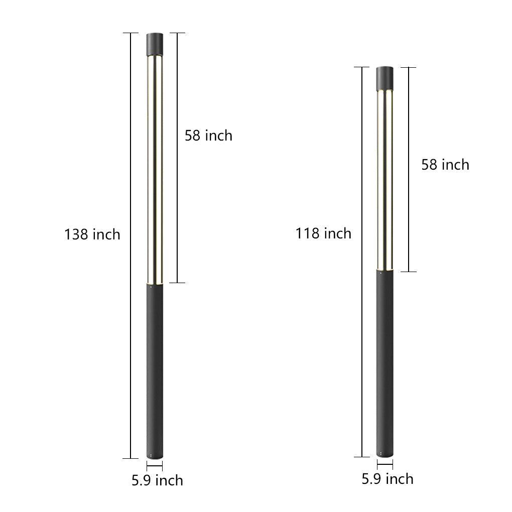 Modern Outdoor LED Bollard Light, Black Cylinder Pathway Light, 3000K Warm White, IP65