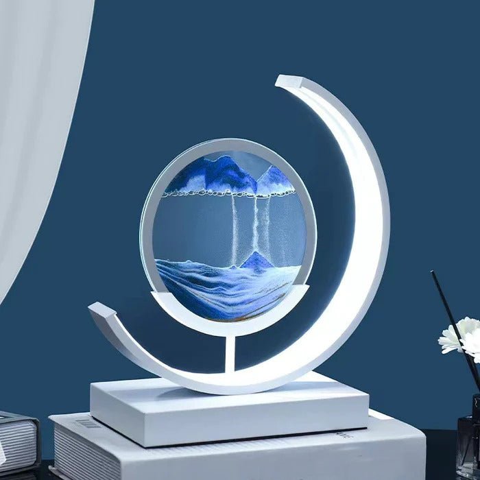 Sandlight Quicksand LED Table Lamp, Rotating 3D Moving Sand Art Night Light for Bedroom, Office and Gifts