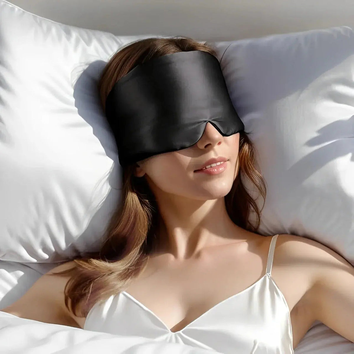Satin Sleep Mask for Total Darkness, Full Coverage Eye Mask with Adjustable Strap