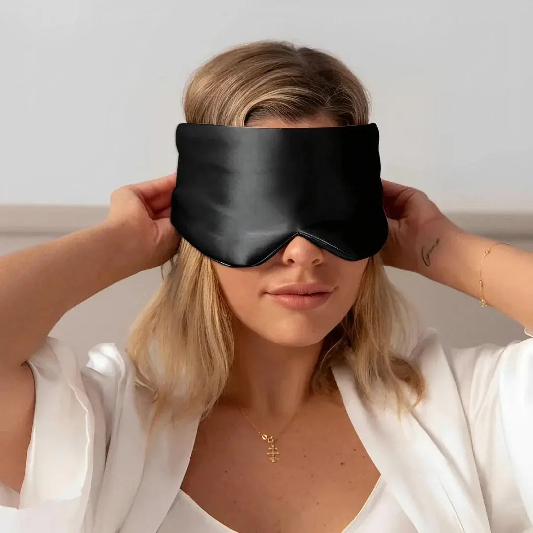 Satin Sleep Mask for Total Darkness, Full Coverage Eye Mask with Adjustable Strap