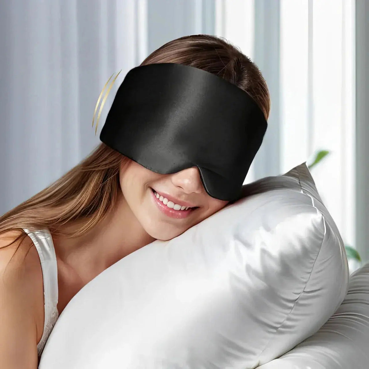 Satin Sleep Mask for Total Darkness, Full Coverage Eye Mask with Adjustable Strap