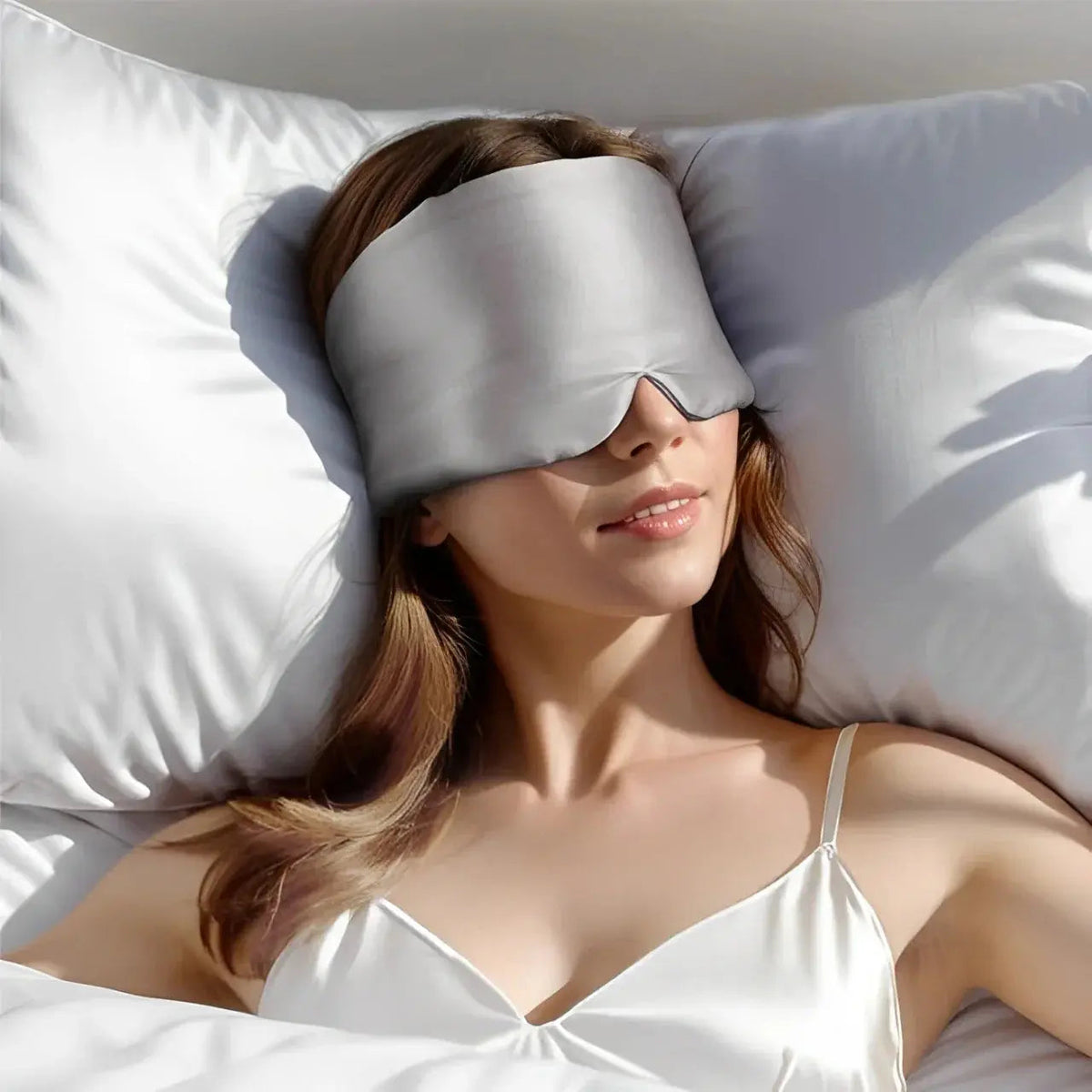 Satin Sleep Mask for Total Darkness, Full Coverage Eye Mask with Adjustable Strap