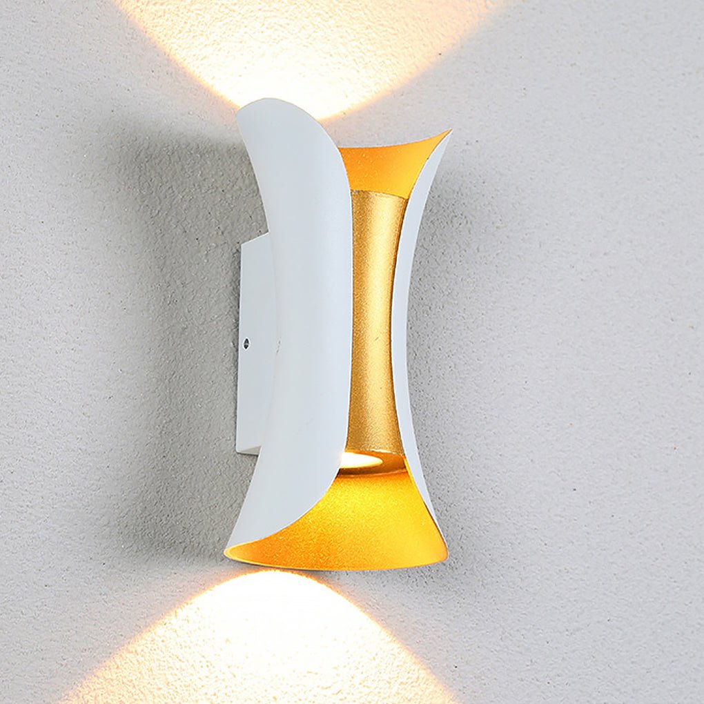 Up Down Outdoor Wall Light, Modern Curved LED Wall Sconce, 3000K Warm White, IP54
