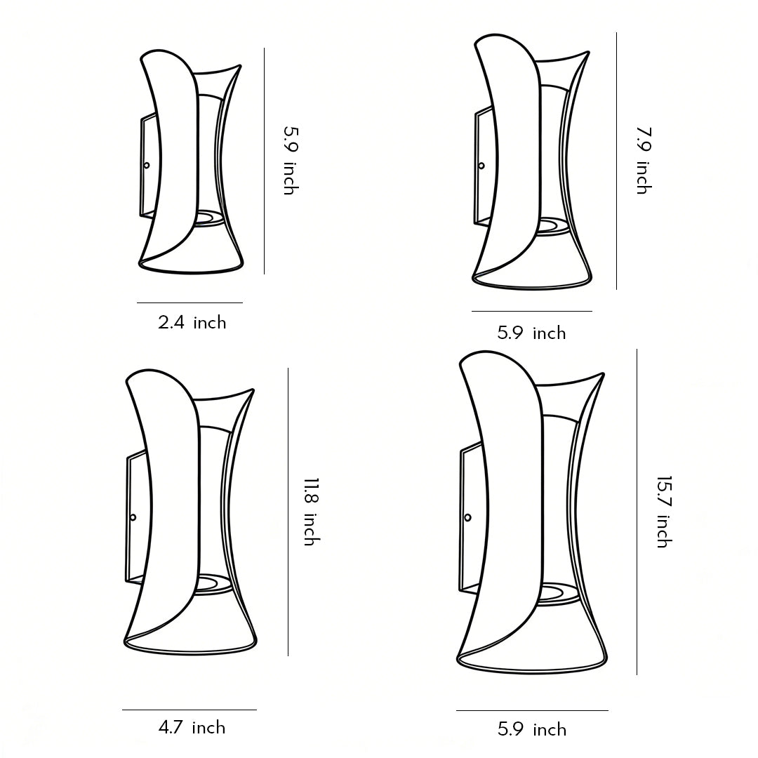 Up Down Outdoor Wall Light, Modern Curved LED Wall Sconce, 3000K Warm White, IP54
