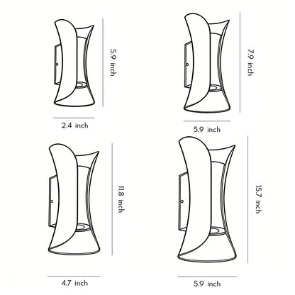 Up Down Outdoor Wall Light, Modern Curved LED Wall Sconce, 3000K Warm White, IP54