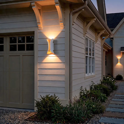 Up Down Outdoor Wall Light, Modern Curved LED Wall Sconce, 3000K Warm White, IP54
