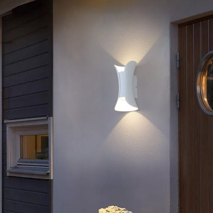 Up Down Outdoor Wall Light, Modern Curved LED Wall Sconce, 3000K Warm White, IP54