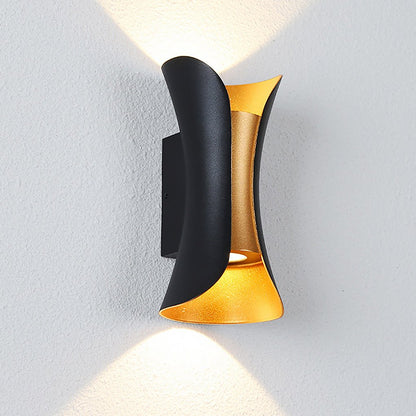 Up Down Outdoor Wall Light, Modern Curved LED Wall Sconce, 3000K Warm White, IP54