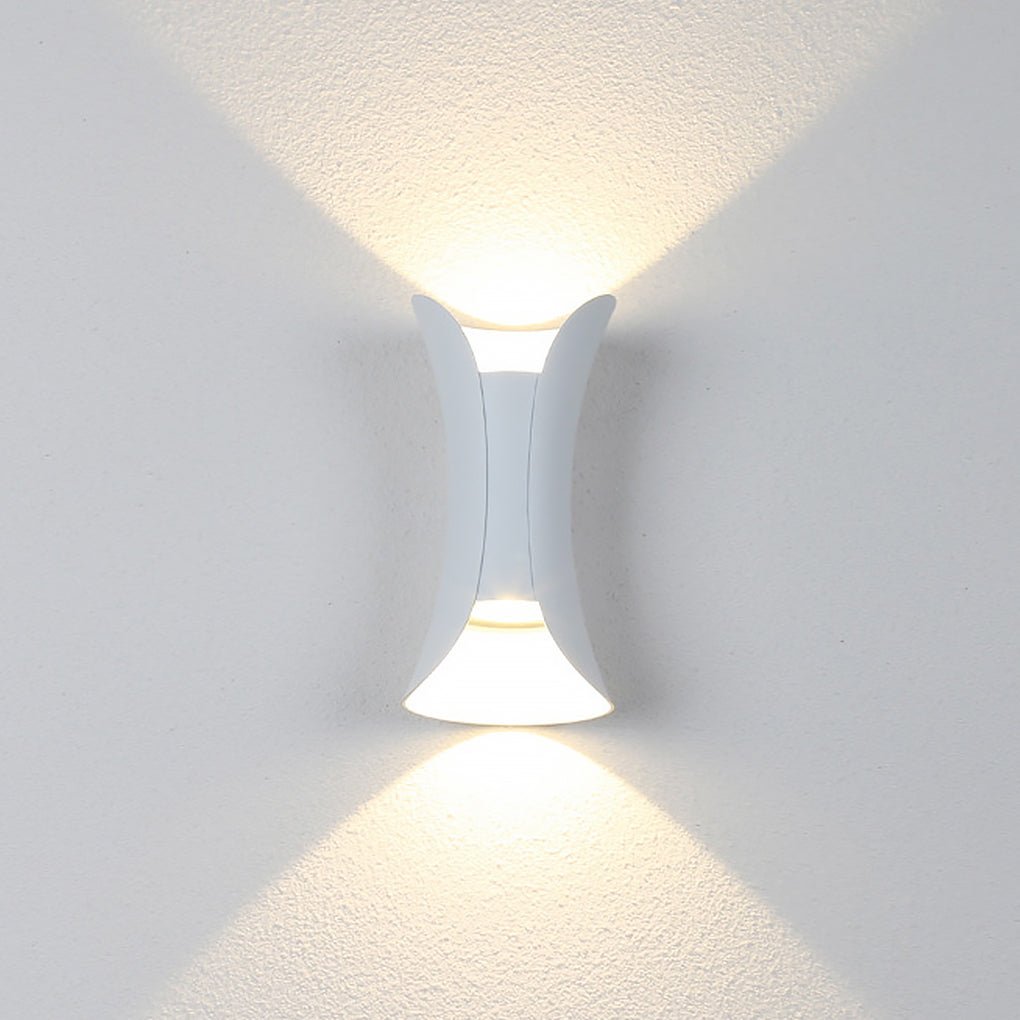Up Down Outdoor Wall Light, Modern Curved LED Wall Sconce, 3000K Warm White, IP54