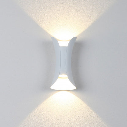 Up Down Outdoor Wall Light, Modern Curved LED Wall Sconce, 3000K Warm White, IP54