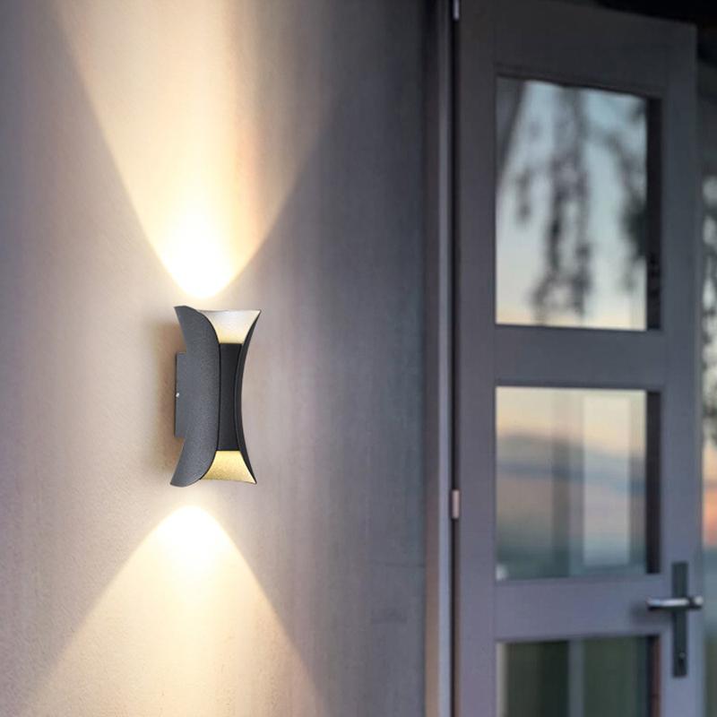 Up Down Outdoor Wall Light, Modern Curved LED Wall Sconce, 3000K Warm White, IP54