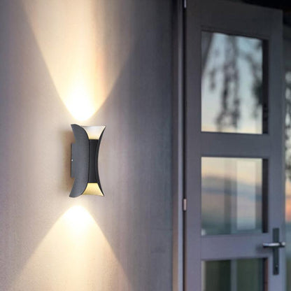 Up Down Outdoor Wall Light, Modern Curved LED Wall Sconce, 3000K Warm White, IP54