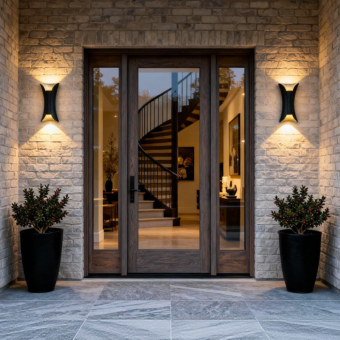 Up Down Outdoor Wall Light, Modern Curved LED Wall Sconce, 3000K Warm White, IP54